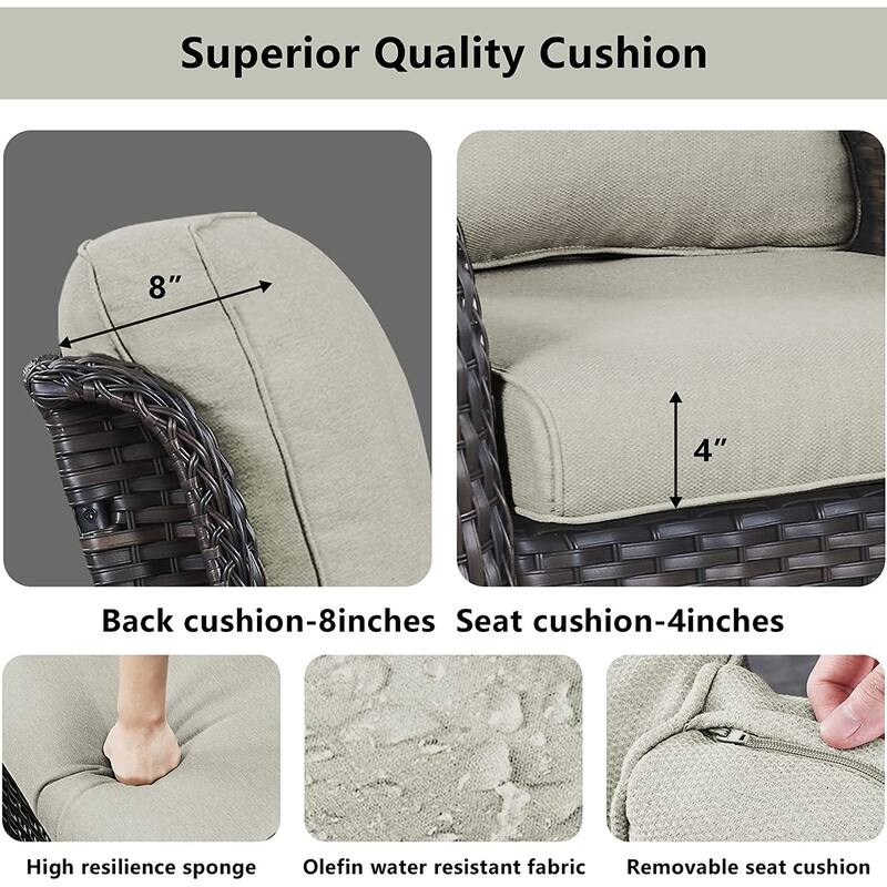 Gymojoy Outdoor 3-Seat Sofa Pario Chair Coffee Table with Cushion