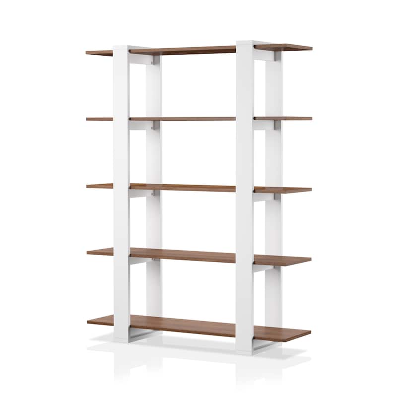 Heon Modern Walnut 5-Tier Display Bookshelf by Furniture of America