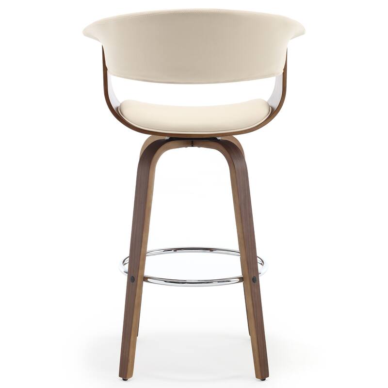 26"/29" Faux Leather Swivel Bar Stools, Wood Counter Stool