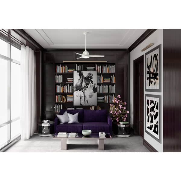 slide 2 of 6, Casablanca 44" Wisp Ceiling Fan with LED Light & Handheld Remote - Modern, Contemporary Fresh White w/ White blades