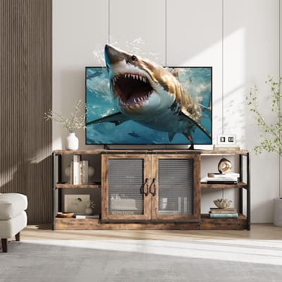 2 Tier Rustic TV Console TV Stand Entermainment Center for Living Room, Bedroom 70 Inch TV - N/A