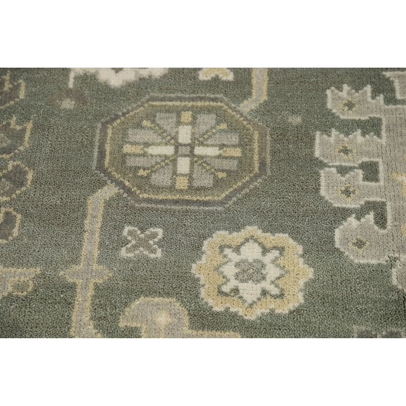 Green Oushak Indian Area Rug Hand-Knotted Wool Carpet - 8'10" x 11'10"