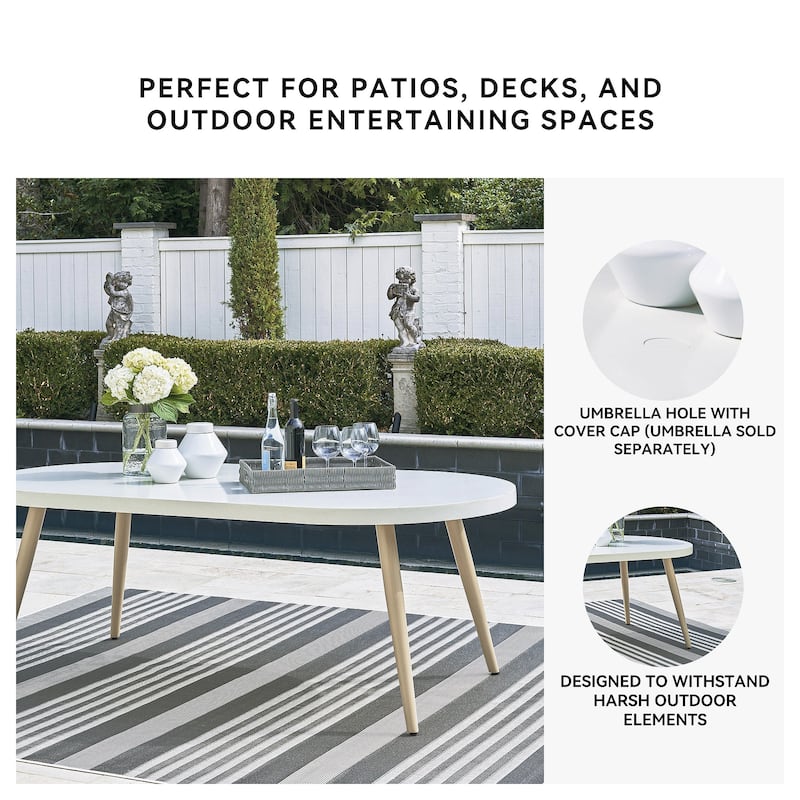 Signature Design by Ashley Seton Creek White Outdoor Dining Table - 80" W x 42" D x 28.88" H