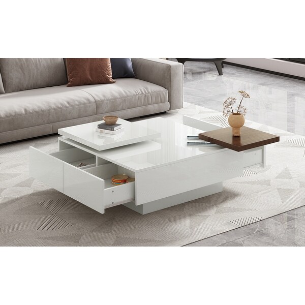 White gloss square coffee table top