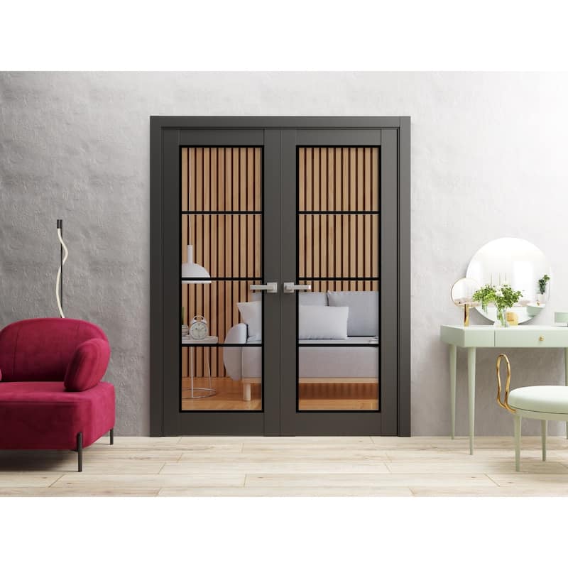Slab Barn Door Panel 18x80 Lucia 2466 Matte Black Sturdy Finished