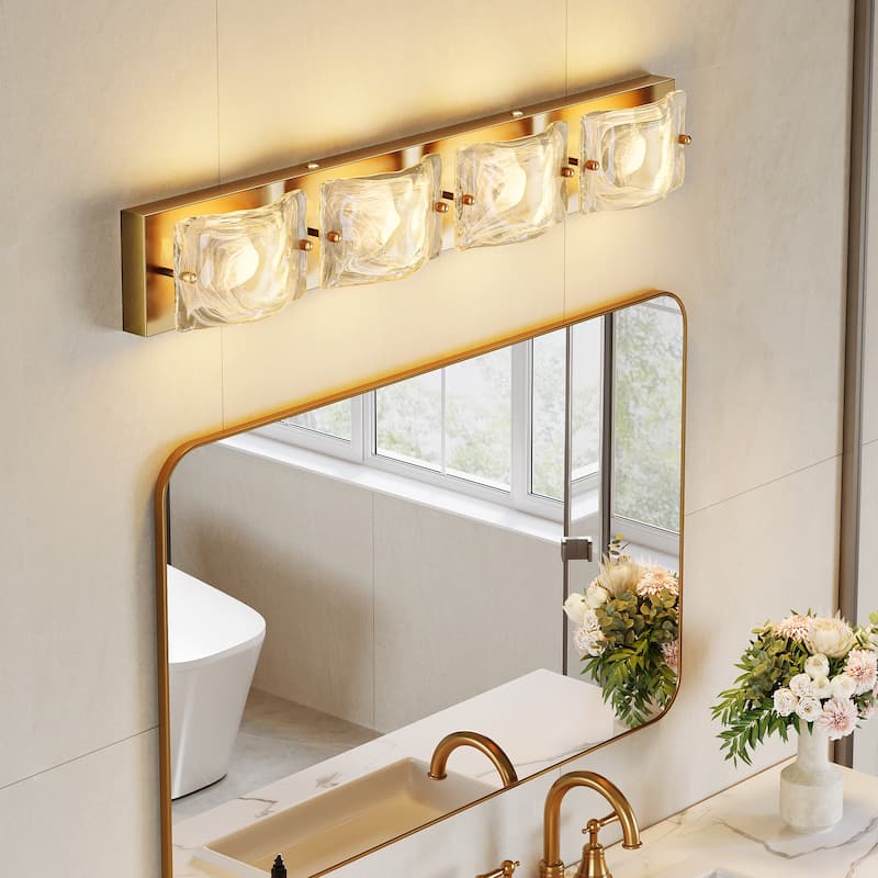 4 Tiles Cloud Glass Bathroom LED Vanity Light with 3CCT Adjustable - N/A