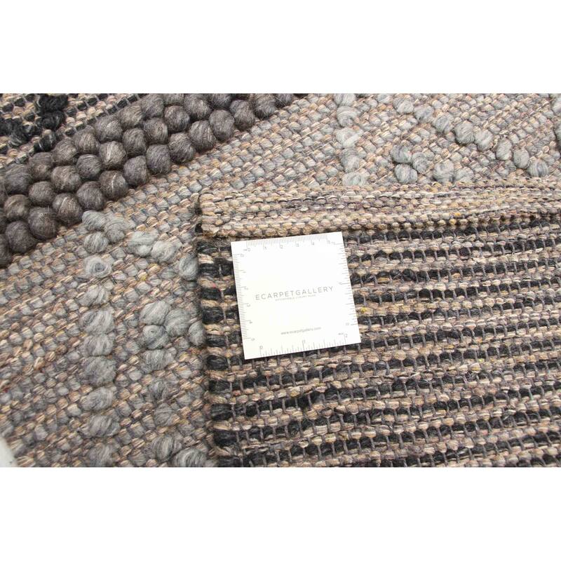 ECARPETGALLERY Braid weave Sienna Brown Wool Rug - 6'1 x 8'11