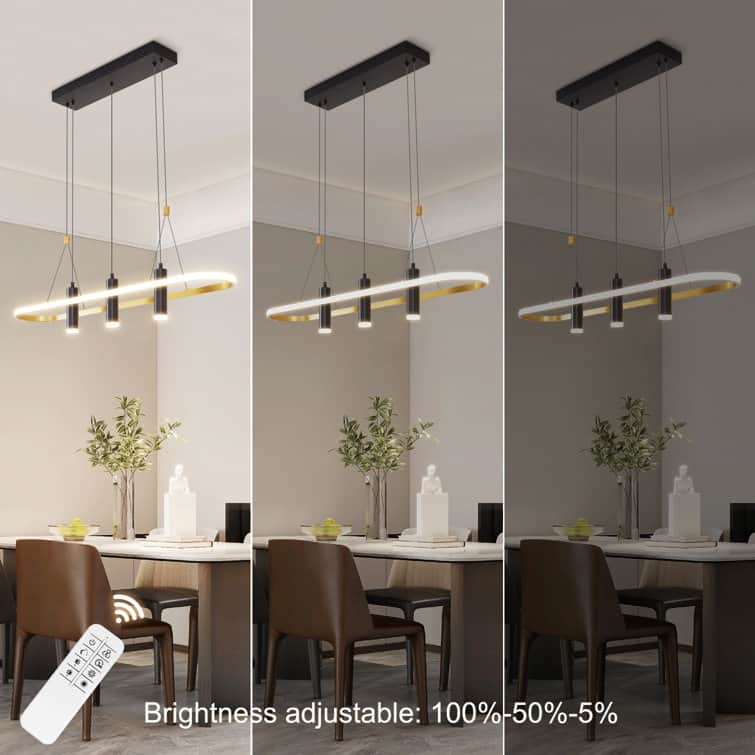 4 - Light Black/Gold Dimmable LED Pendant Light[No Bulb]