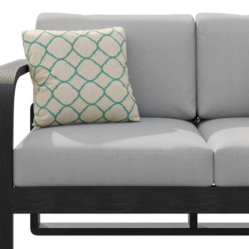 Corvus Annette Outdoor Acacia Wood Loveseat with Sunbrella Pillows