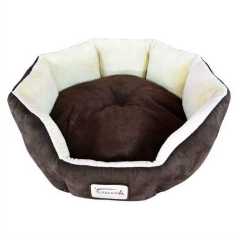 Mocha Beige Round Oval Pet Bed for Small Dogs or Cats - 20 x 20 x 8 inches