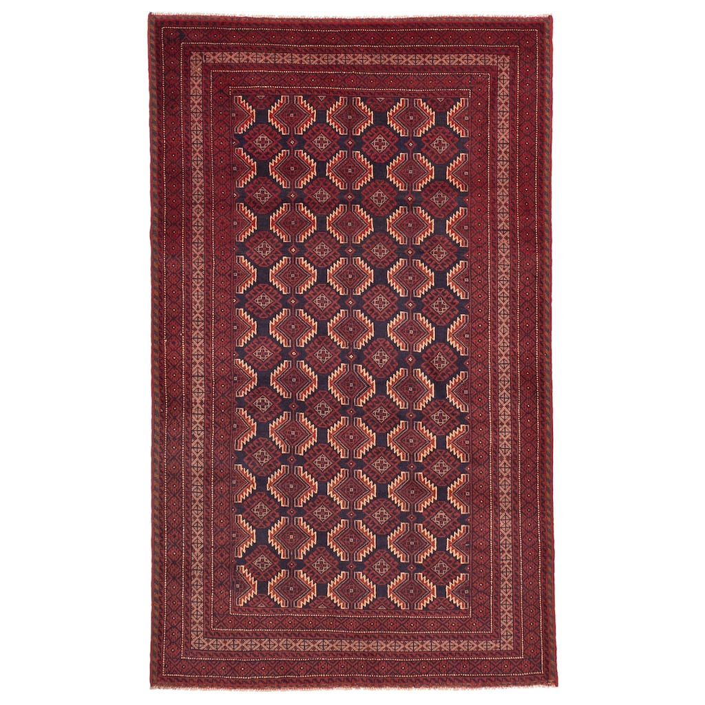 ECARPETGALLERY Hand-knotted Teimani Dark Navy, Red Wool Rug - 3'8 x 6'3