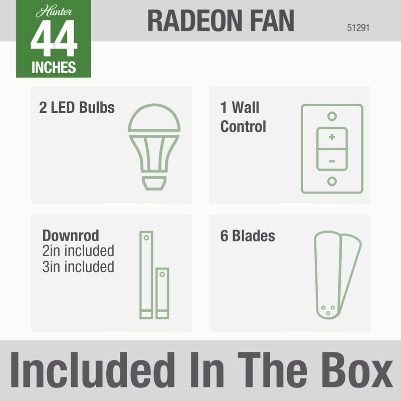 Hunter 44" WiFi Radeon Ceiling Fan with LED Light Kit and Wall Control - SMART FAN!