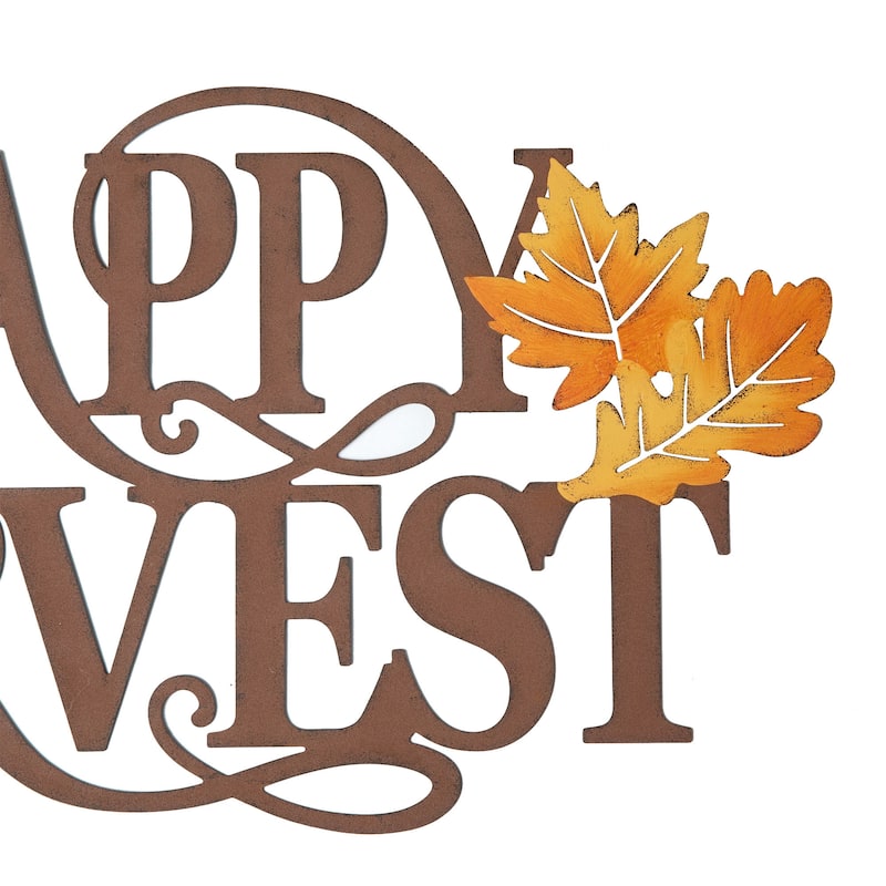 Glitzhome 23.75"L Fall Metal "HAPPY HARVEST" Wall Decor Thanksgiving