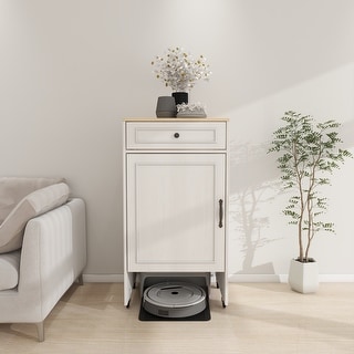 Anmytek Robot Vacuum Storage Cabinet with Drawer and Wheels Adjustable Charging Station Organizer