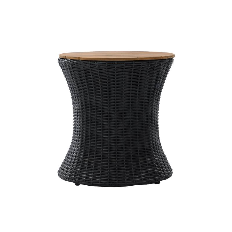 Christopher Knight Home - Modern Outdoor Wicker Side Table with 17.5" Round Acacia Wood Top