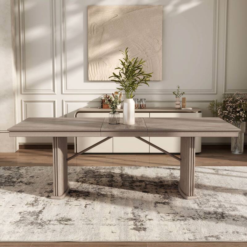 Furniture of America Barbesh Modern Natural Ash 90-inch Wood Extendable Dining Table