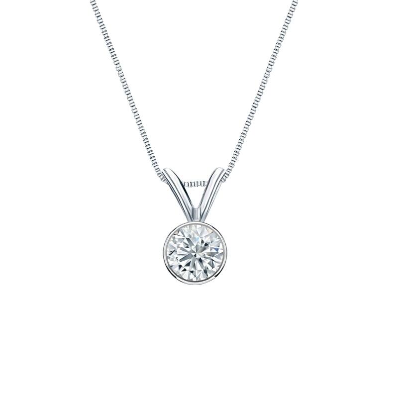 Auriya 14-karat Gold 0.30ctw Round Solitaire Lab Grown Diamond Necklace Basket (D-E VVS) - 0.3 - White