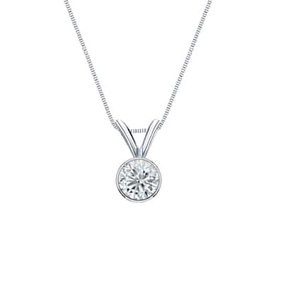 Auriya Platinum 0.30ctw Round Solitaire Lab Grown Diamond Necklace Bezel (H-I VS) - 0.3
