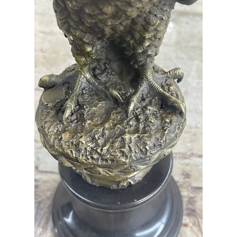 Original Milo Hawk American Eagle Bronze Marble Base Sculpture Bird Figurine Art
