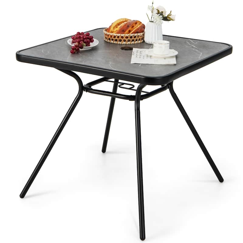 Costway Outdoor Dining Table 32'' x 32'' Patio Bistro Table with - See Details - Grey + Black - See Details