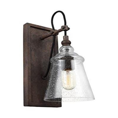Industrial glass wall sconce light fixture