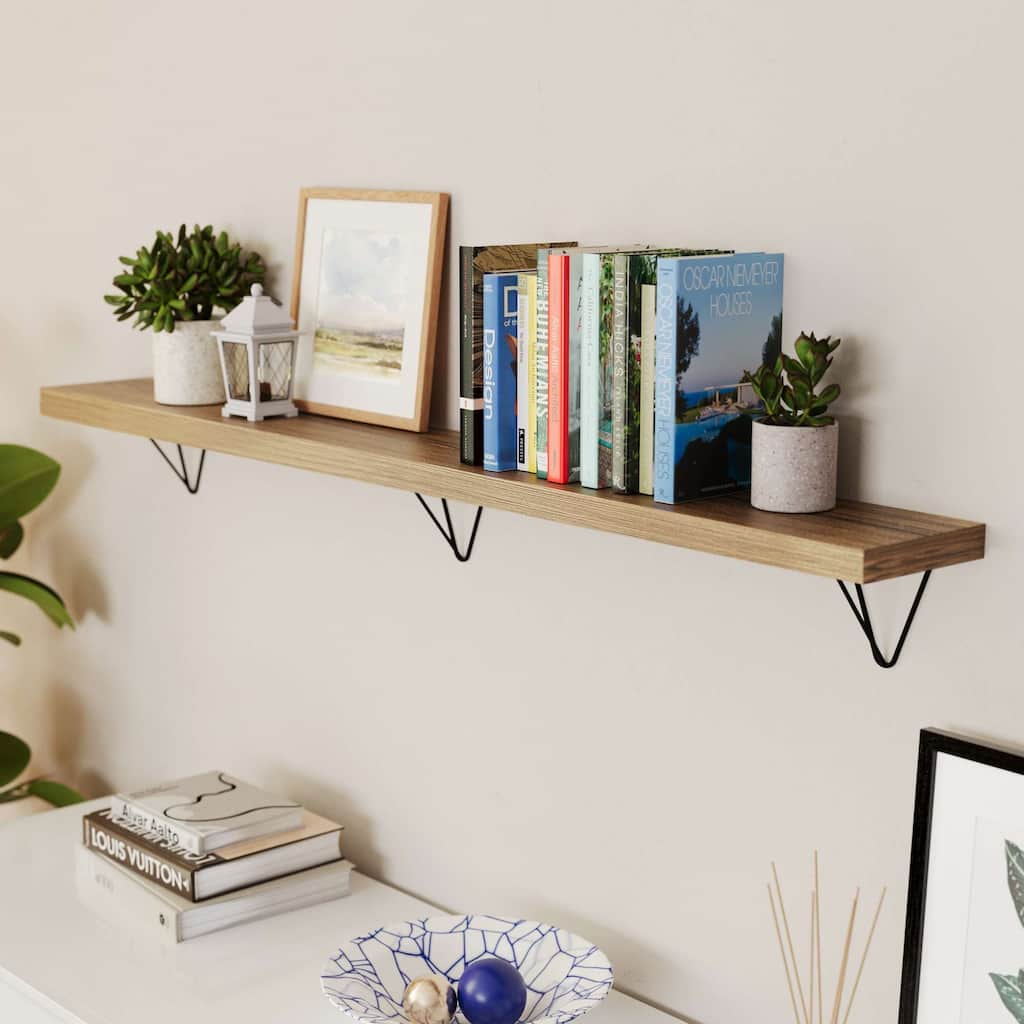 Wallniture Colmar 60 inch Floating Wood Shelf, Wall Bookshelf, Living Room Décor, Wooden Shelf for Wall, Shelving Unit
