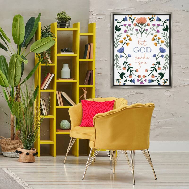 Stupell Floral Let God Guide You Framed Floater Canvas Wall Art Design By Angel Nicole