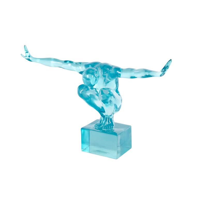 Light Blue, Green or Pink Resin Tinted Posing People Decorative Sculpture