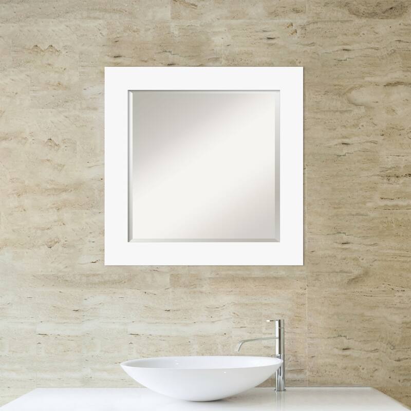 Basic Beveled Wood Framed Bathroom Vanity Wall Mirror