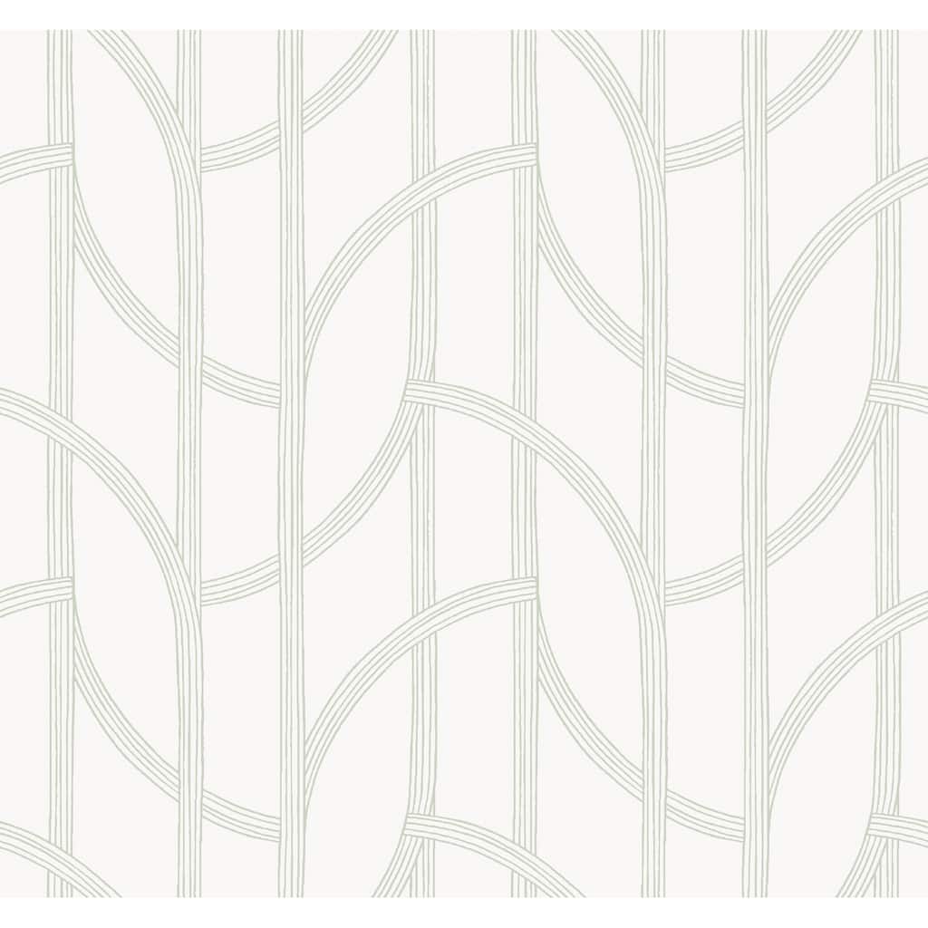 A-Street Prints Salvo Light Green Curved Contours Wallpaper