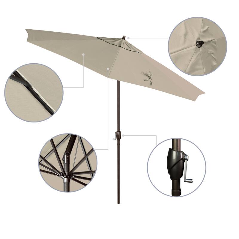 North Bend 9-foot Round Auto-tilt, Bronze Finish, Sunbrella Patio Umbrella by Havenside Home
