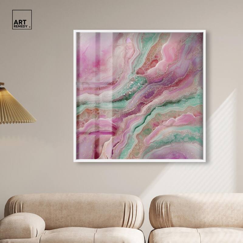 Pink and Mint Crystal IV Shadowbox by Art Remedy