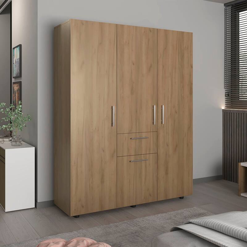 Bariloche 70" High Four- Door, One Drawer Armoire Natural Oak - N/A - Natural Oak