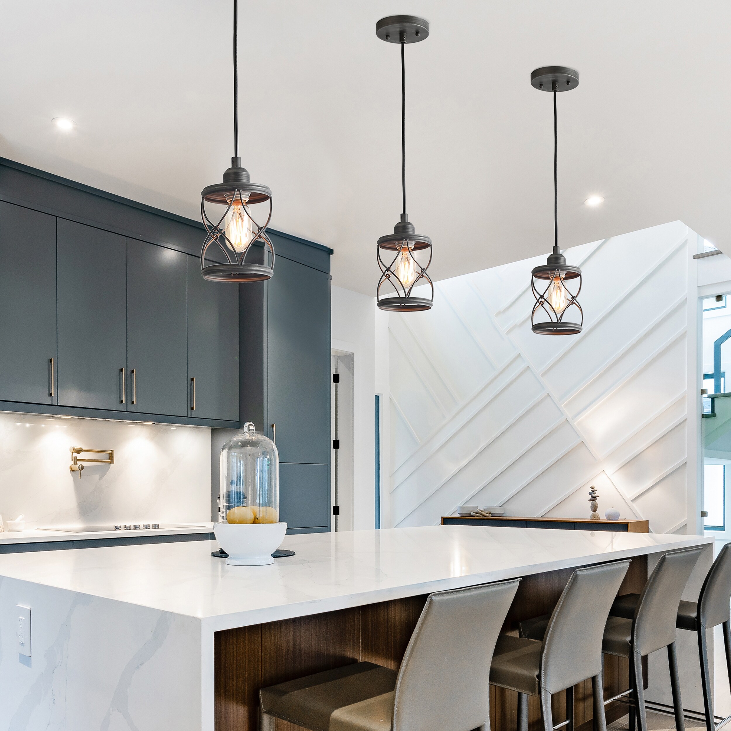 Modern Industrial 1-Light Pendant Lights Mini Farmhouse Hanging Lights for  Kitchen Island