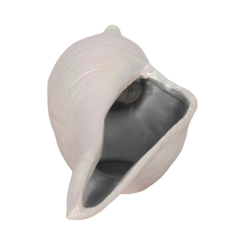 Ceramic Long Iridescent Seashell Figurine - Ivory