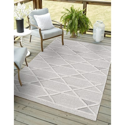 Domani Bella Modern Moroccan Trellis Textured Indoor / Outdoor Area Rug