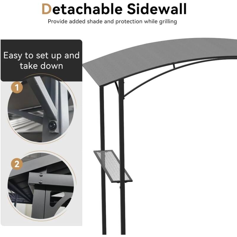 5ft x 8ft Barbecue Grill Gazebo Canopy with Hooks and Shelves