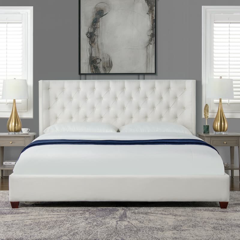 Manhattan Tufted Wingback Headboard King Platform Bed
