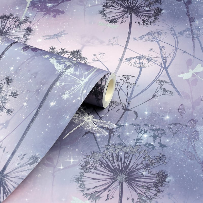 Arthouse Lena Purple Floral Wallpaper