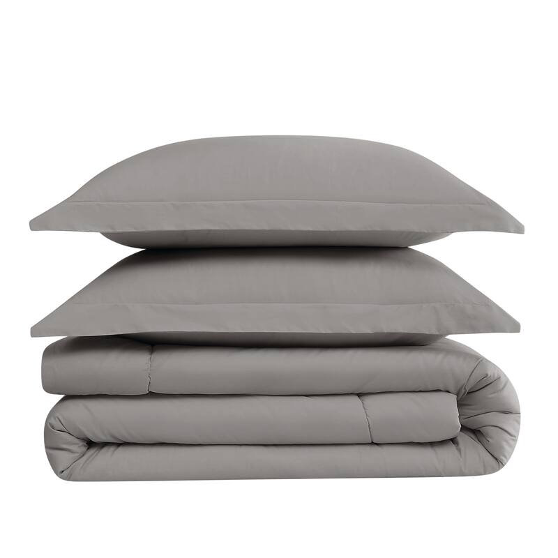Brooklyn Loom Oversized Cotton Percale 3 Piece Comforter Set