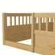 preview thumbnail 4 of 23, Solid Full Wooden Floor Bed Frame with Safety Fence for Kids, Low to Ground Design for Bedroom and Playroom Use, Natural