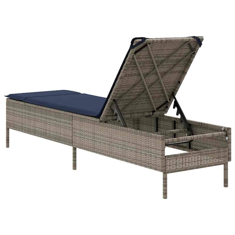 vidaXL Sun Lounger with Cushion Chaise Lounge Poly Rattan Brown/Gray/Black - 21.7 x 78 x 38.2