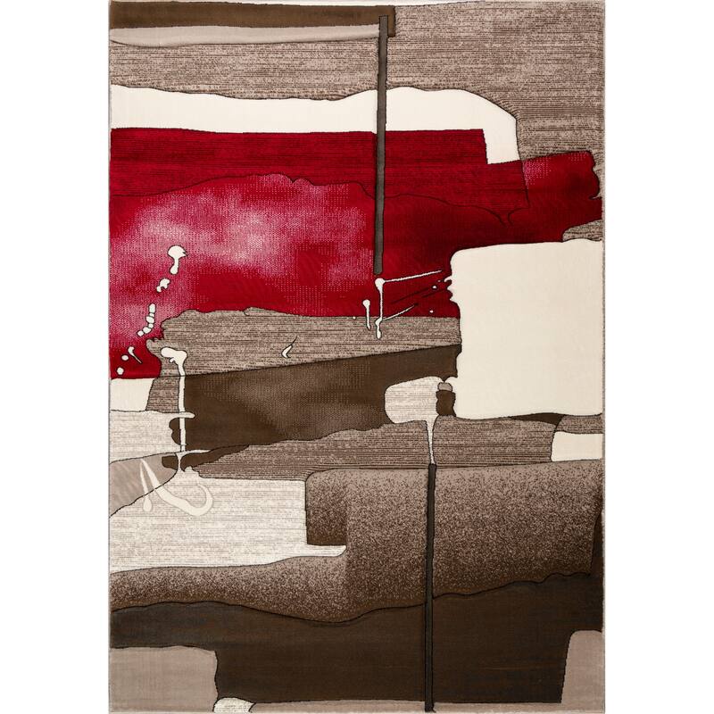 Rhodes Collection Abstract Area Rug - 6'9'' x 9'6'' - Red/Beige
