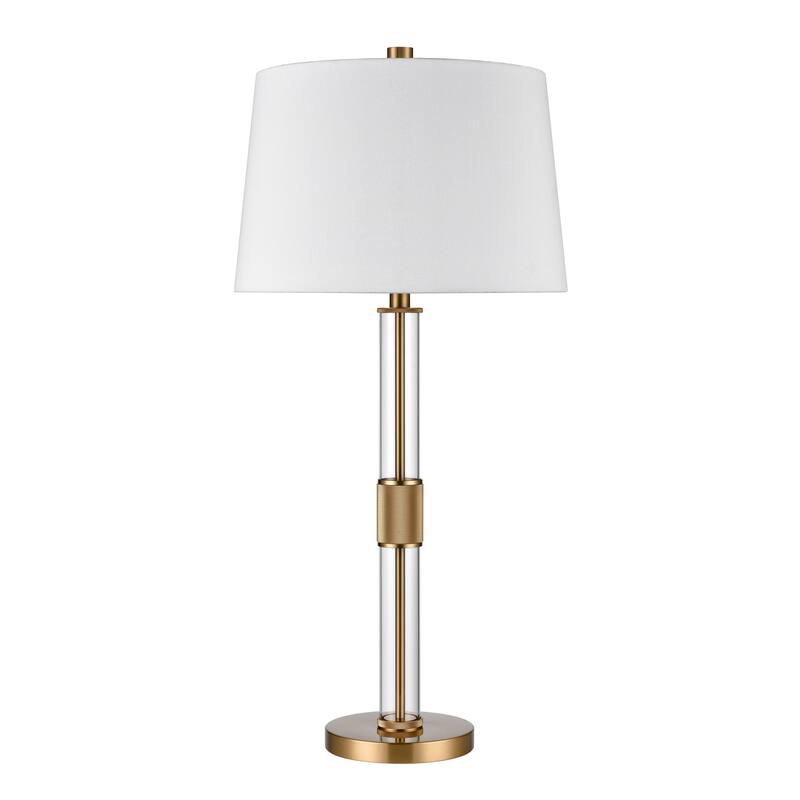 Elk Home Roseden Court Clear With White Linen Shade 1 Light Table Lamp
