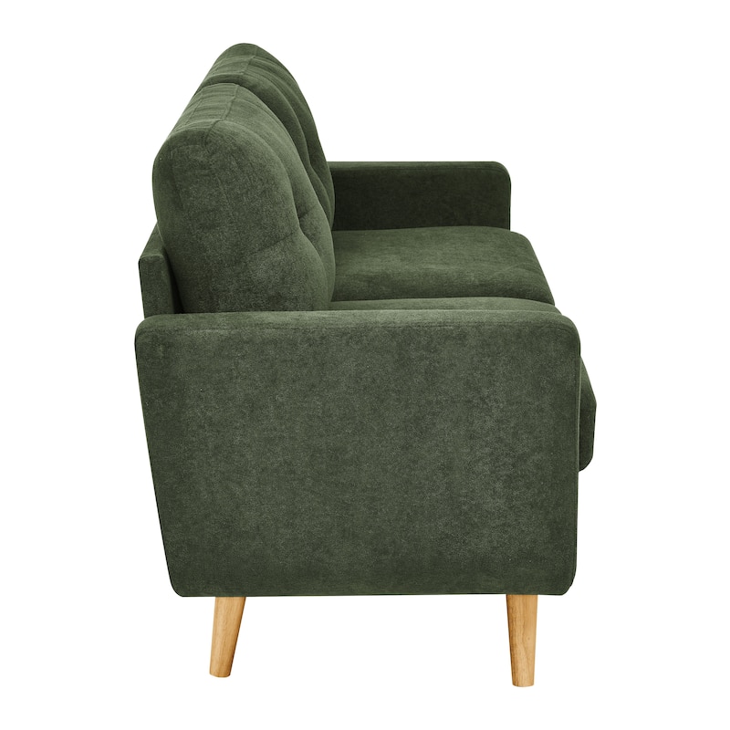 67.7" Mid-Century Tufted Loveseat with Wood Legs - 29.5" D x 67.7" W x 34.6" H