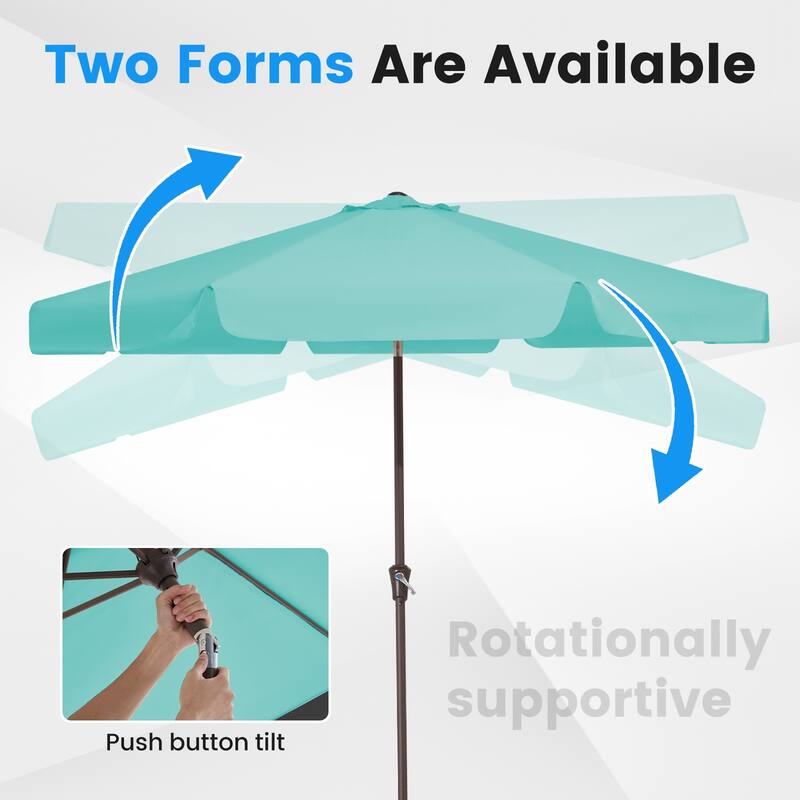 10ft Patio Market Umbrella with UV-Resistant and Sagging Edge Designed