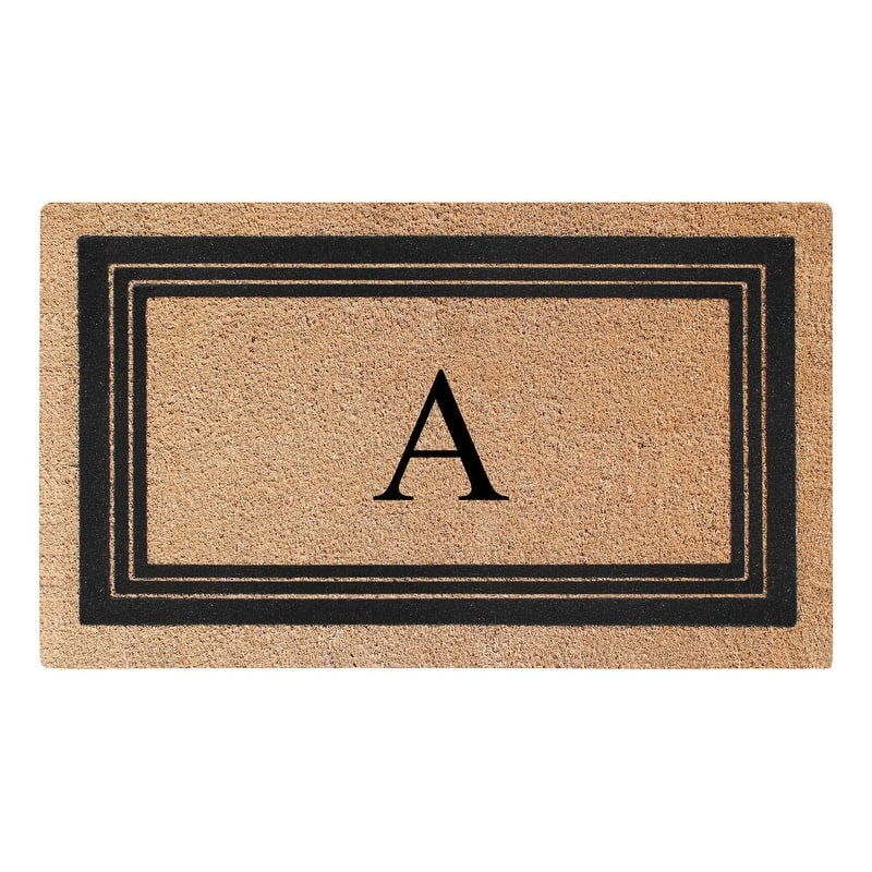 A1HC Natural Coir Monogrammed Entrance Door Mats, Durable Large Outdoor Rug, Non-Slip, Flock Doormat 18"X30" - A
