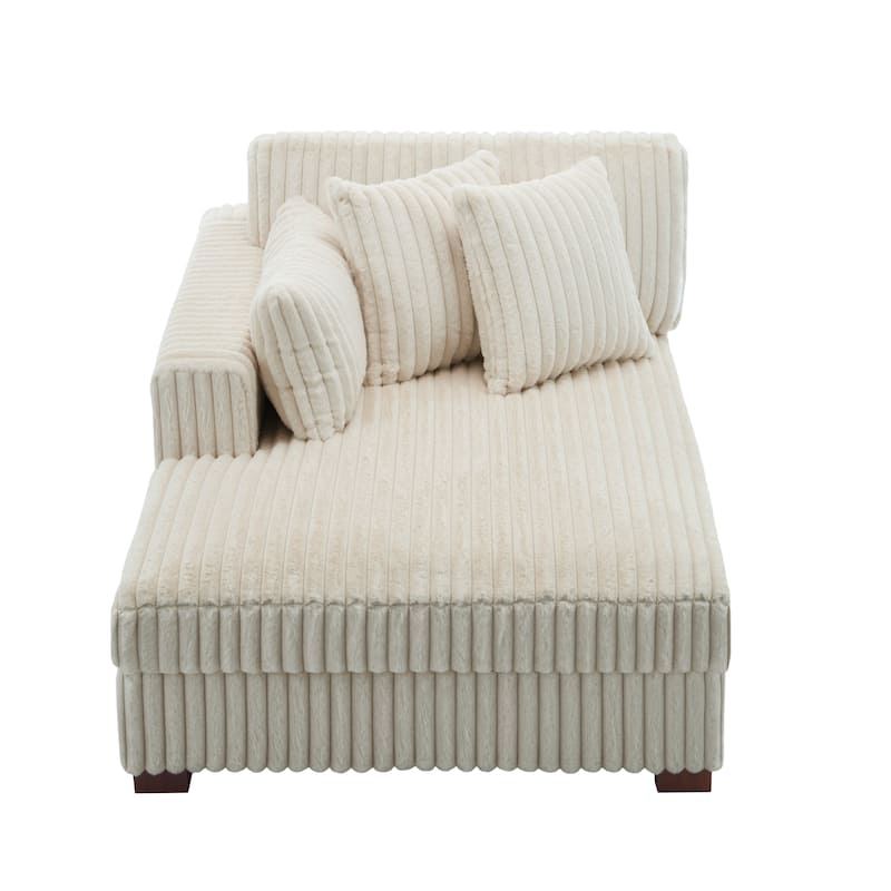 42" W Plush Corduroy Upholstered Chaise Lounge Sleeper for Living