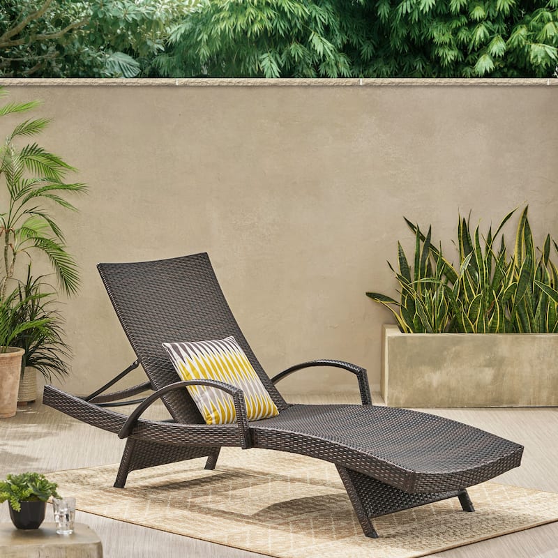 Toscana Outdoor Wicker Armed Chaise Lounge Chair by Christopher Knight Home - Brown