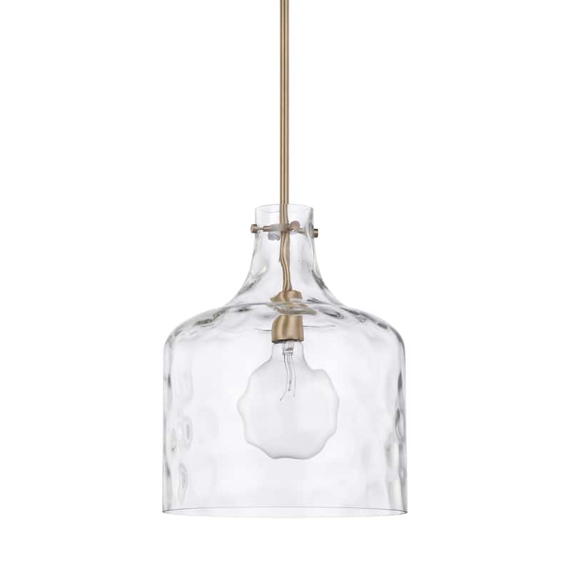 1-Light Clear Water Glass Shade Pendant